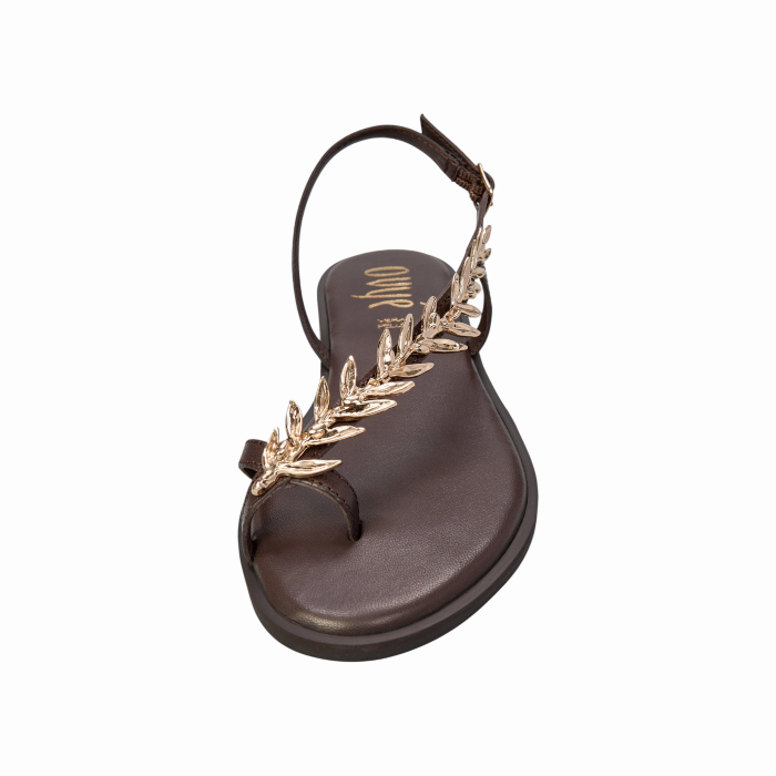 Sandalo donna OVYE' basso in pelle con cinturino e decorazioni dorate