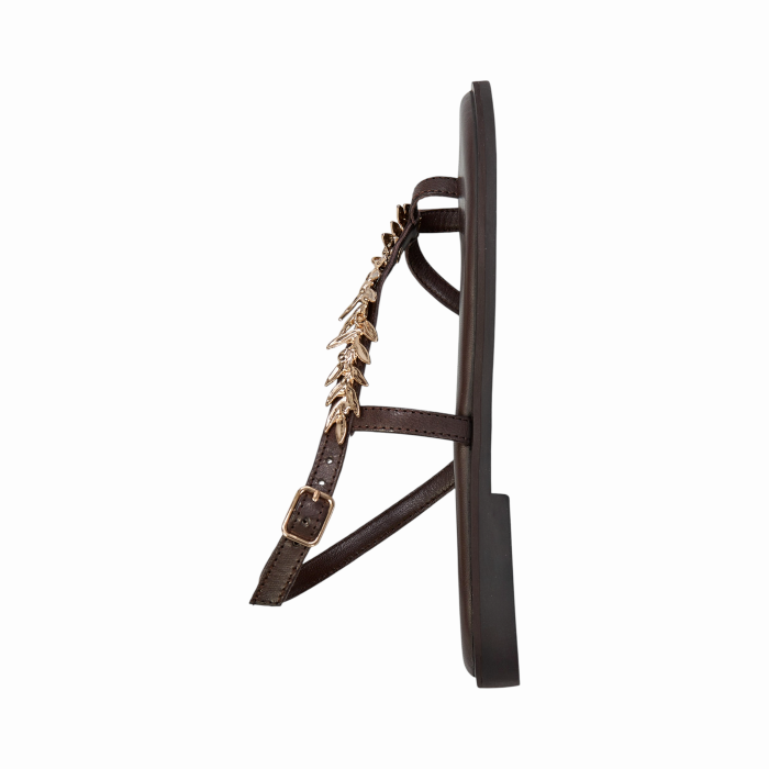 Sandalo donna OVYE' basso in pelle con cinturino e decorazioni dorate