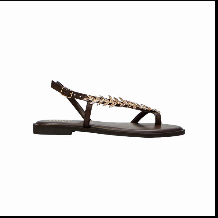 Sandalo donna OVYE' basso in pelle con cinturino e decorazioni dorate