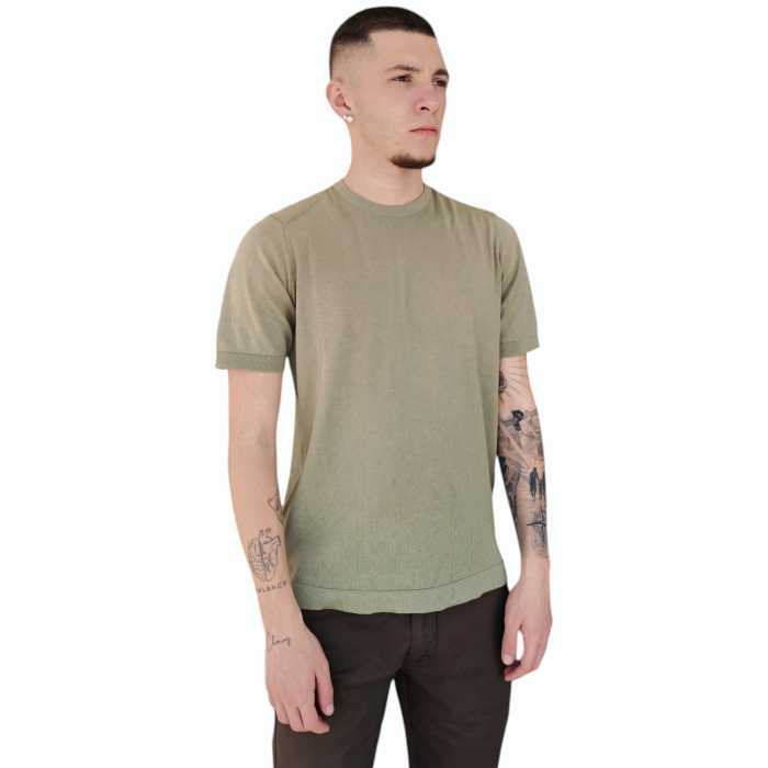 T-shirt uomo BERNA 100% cotone in maglina girocollo tinta unita orli a coste