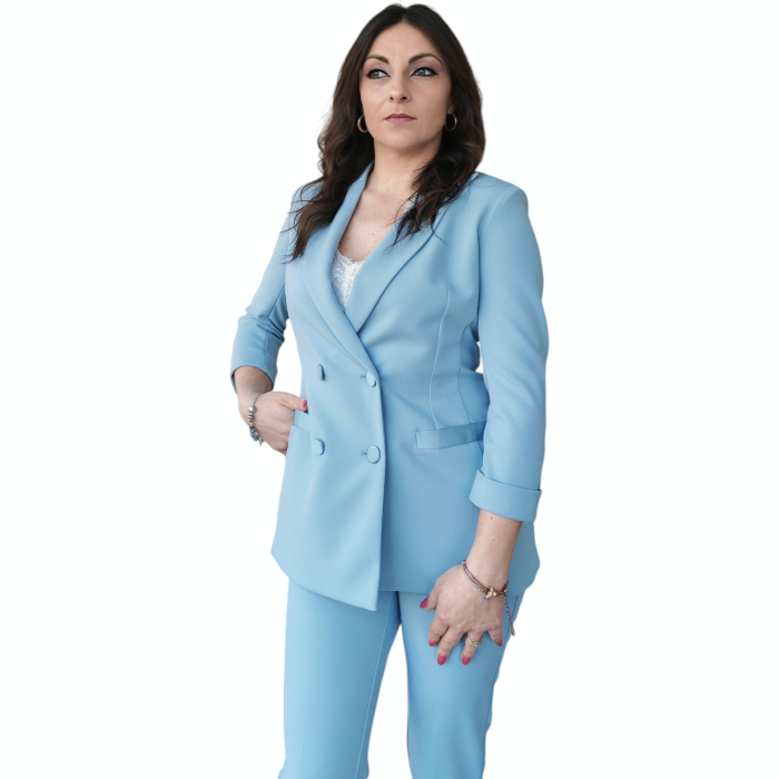 Tailleur IMPERIAL monocolour giacca doppiopetto e pantaloni slim-fit con piega stirata