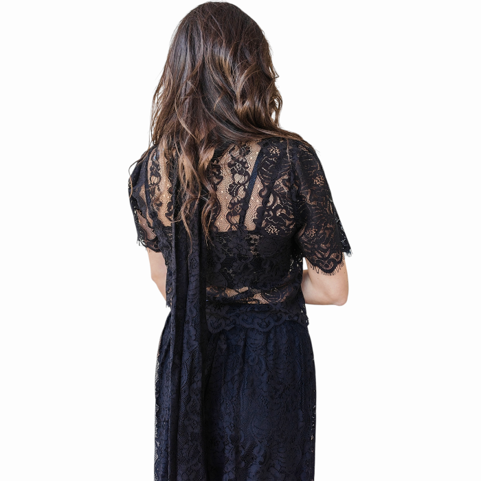 Completo donna IMPERIAL misto cotone in pizzo top corto pantalone palazzo base elastica