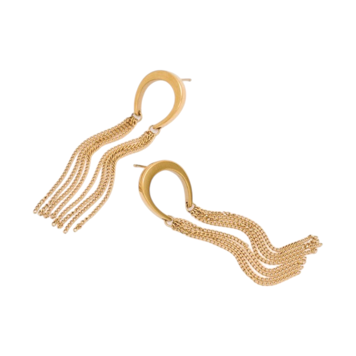 Orecchini donna NALI' mezzaluna con pendente multifilo in acciaio inox