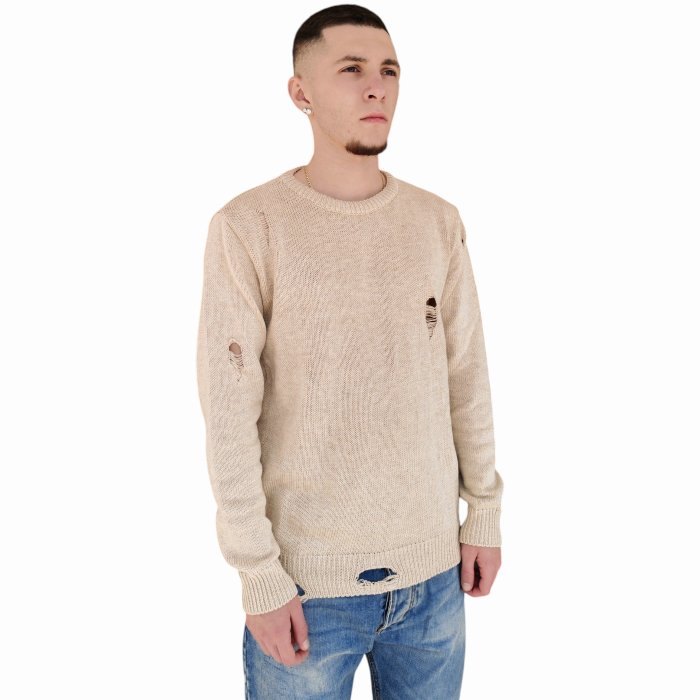 Maglia uomo IMPERIAL 100% cotone girocollo con strappi effetto vissuto