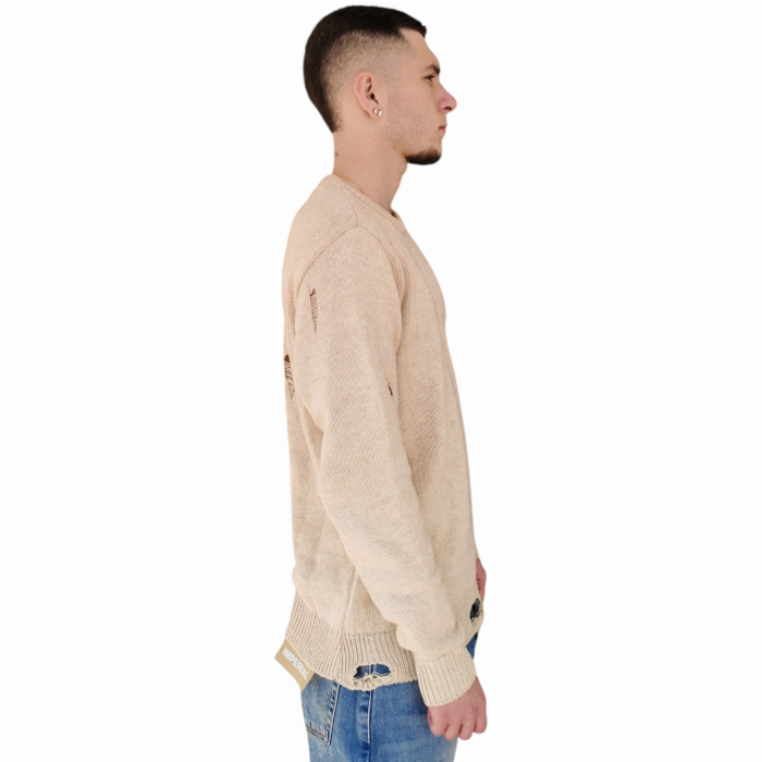 Maglia uomo IMPERIAL 100% cotone girocollo con strappi effetto vissuto