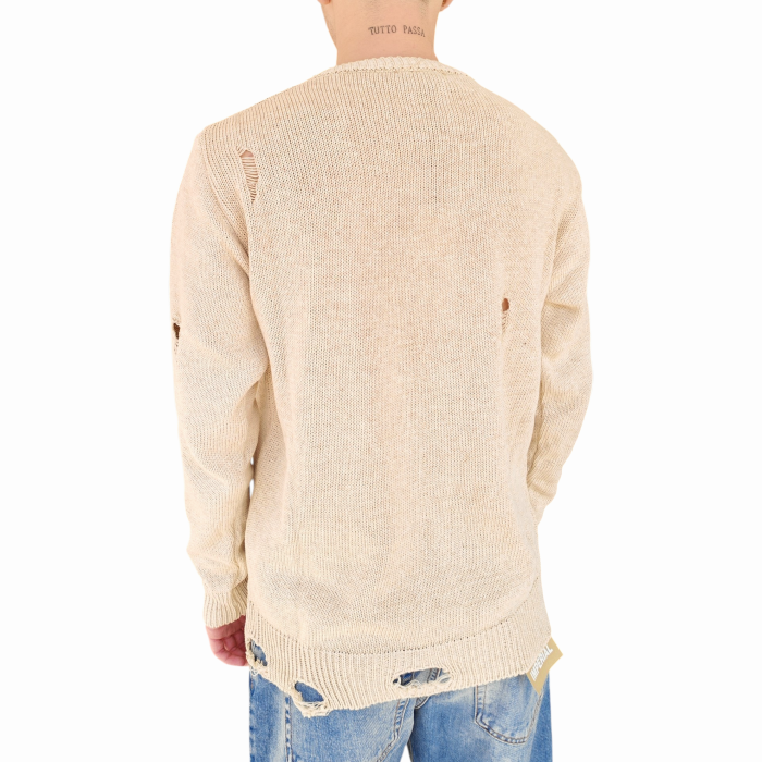 Maglia uomo IMPERIAL 100% cotone girocollo con strappi effetto vissuto