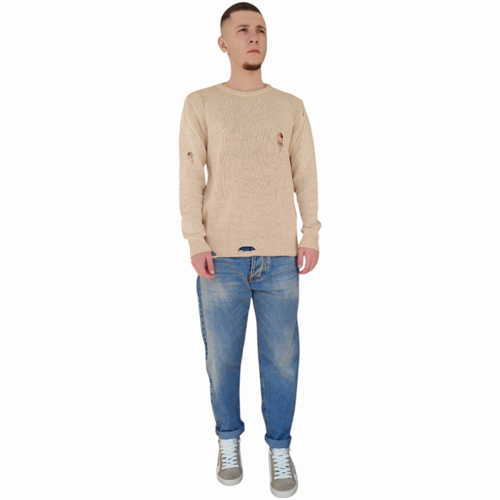 Maglia uomo IMPERIAL 100% cotone girocollo con strappi effetto vissuto