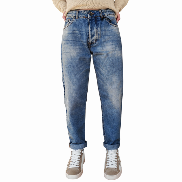 Jeans uomo IMPERIAL cropped baggy fit 100% cotone lavaggio used