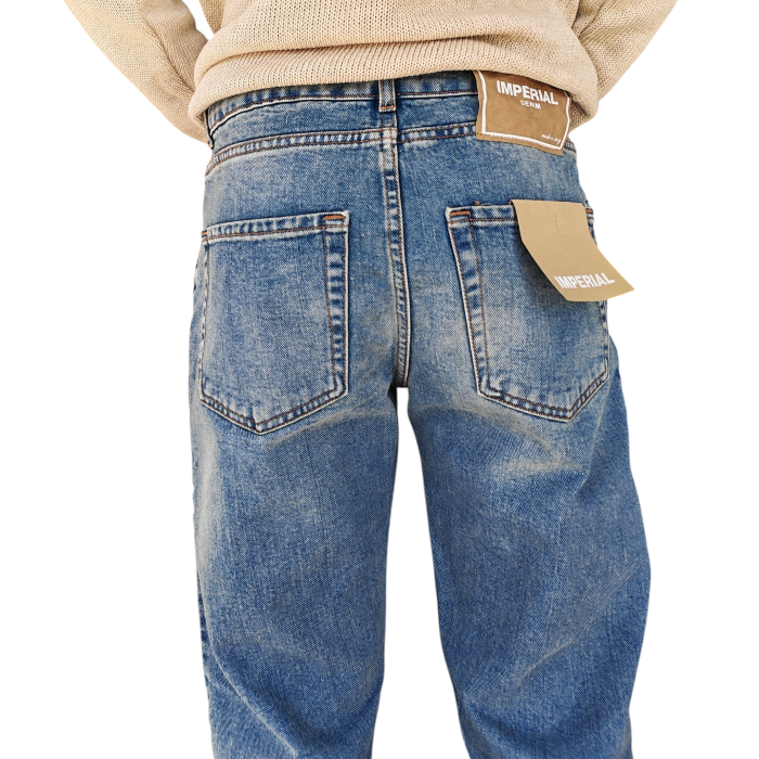 Jeans uomo IMPERIAL cropped baggy fit 100% cotone lavaggio used