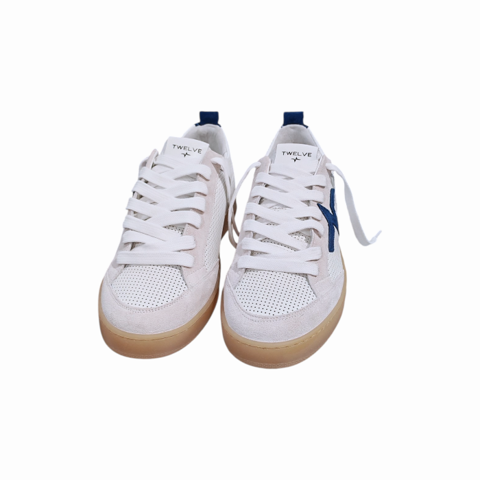 Sneakers uomo TWELVE Jump 47 artigianali in vera pelle microforata e plantare memory