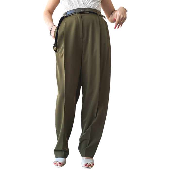 Tailleur donna IMPERIAL blazer monopetto pantalone palazzo doppia cintura