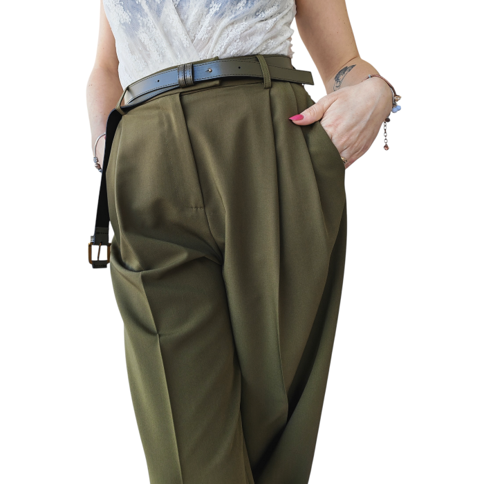 Tailleur donna IMPERIAL blazer monopetto pantalone palazzo doppia cintura