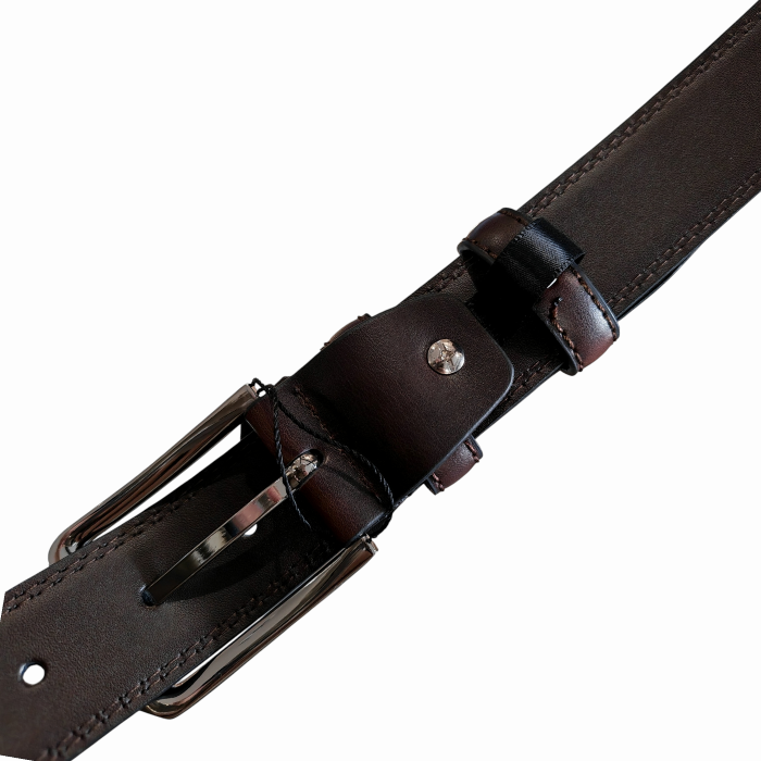 Cintura uomo IMPERIAL in vera pelle liscia cuciture a vista e fibbia in acciaio