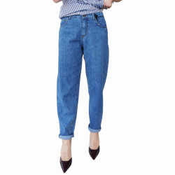 Jeans donna BERNA 100% fresco cotone carrot fit 5 tasche lavaggio intermedio