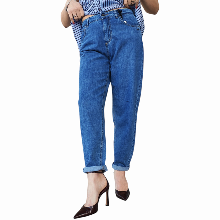 Jeans donna BERNA 100% fresco cotone carrot fit 5 tasche lavaggio intermedio