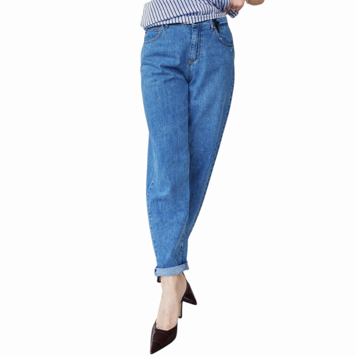 Jeans donna BERNA 100% fresco cotone carrot fit 5 tasche lavaggio intermedio