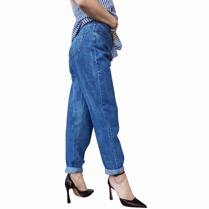 Jeans donna BERNA 100% fresco cotone carrot fit 5 tasche lavaggio intermedio