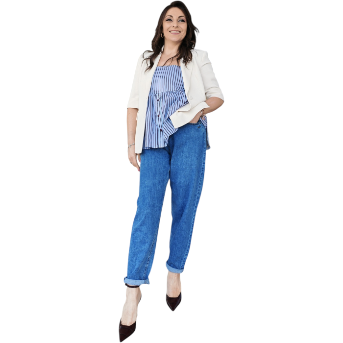 Jeans donna BERNA 100% fresco cotone carrot fit 5 tasche lavaggio intermedio