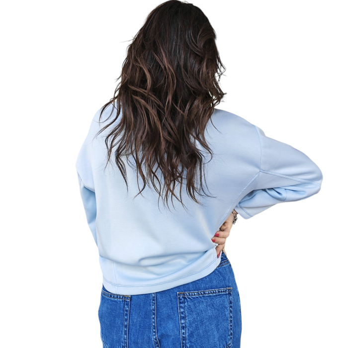 Felpa donna BERNA super soft in modal crop con cuciture a rilievo