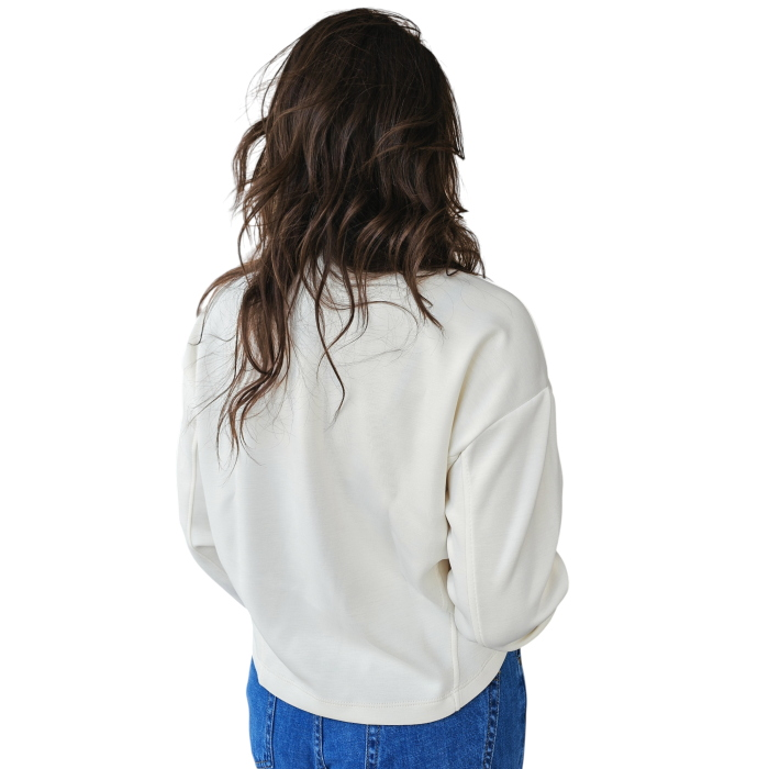   Felpa donna BERNA super soft in modal crop con cuciture a rilievo