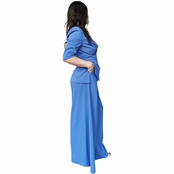 Tailleur IMPERIAL giacca slim fit maniche corte pantalone palazzo con pinces