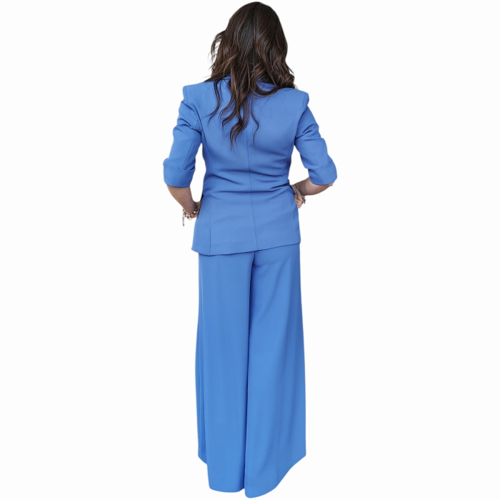 Tailleur IMPERIAL giacca slim fit maniche corte pantalone palazzo con pinces