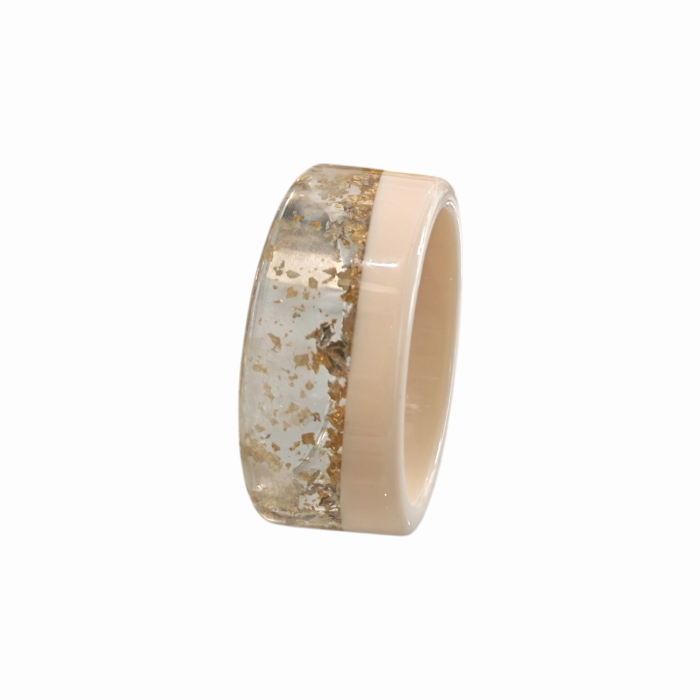 Bracciale donna NALI' rigido in resina bicolor con sfoglie dorate