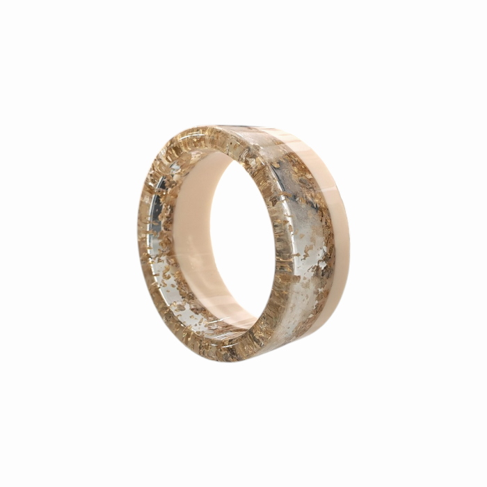 Bracciale donna NALI' rigido in resina bicolor con sfoglie dorate