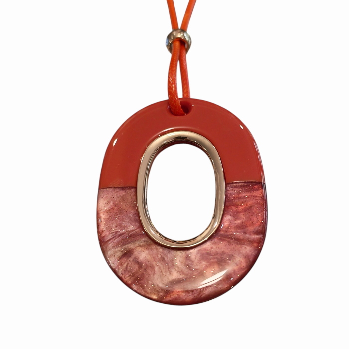 Collana donna NALI' mod. Vale pendente ovale in resina e laccio in corda