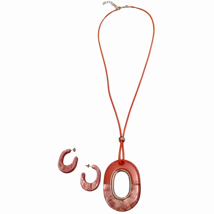 Collana donna NALI' mod. Vale pendente ovale in resina e laccio in corda