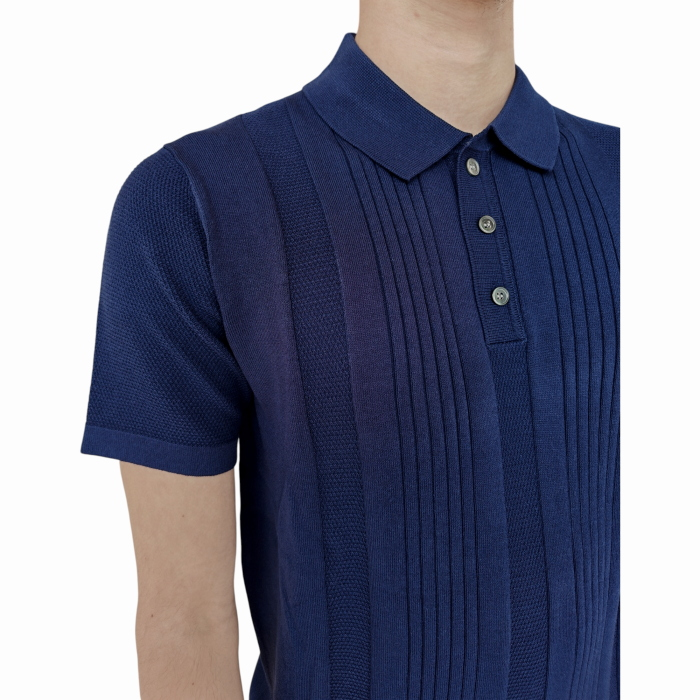 Polo uomo GIANNI LUPO misto viscosa in maglina con pattern verticali in rilievo