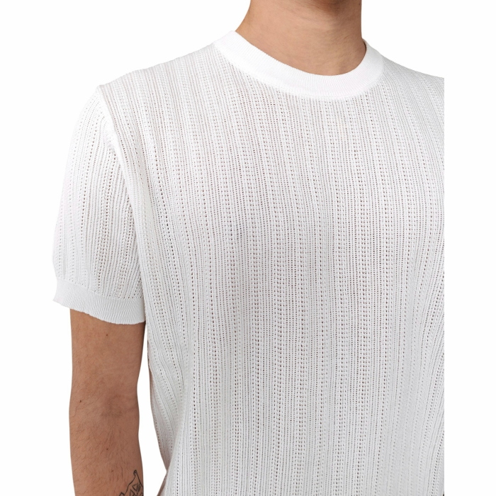 T-shirt uomo GIANNI LUPO maglina misto viscosa con texture (microfori) verticali
