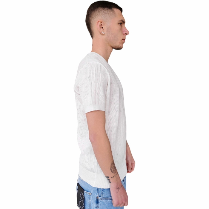 T-shirt uomo GIANNI LUPO maglina misto viscosa con texture (microfori) verticali