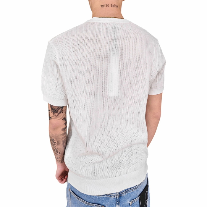 T-shirt uomo GIANNI LUPO maglina misto viscosa con texture (microfori) verticali