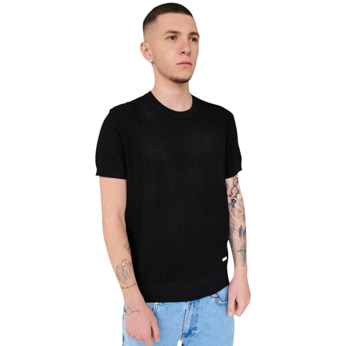 T-shirt uomo GIANNI LUPO maglina misto viscosa con texture (microfori) verticali