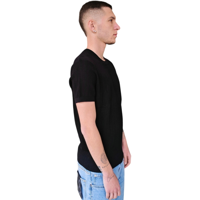 T-shirt uomo GIANNI LUPO maglina misto viscosa con texture (microfori) verticali