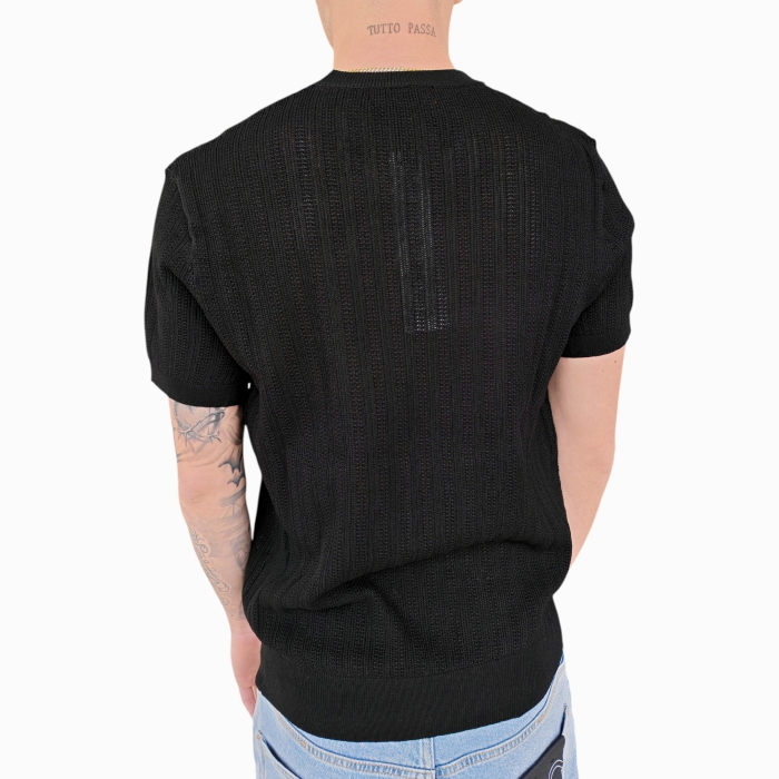 T-shirt uomo GIANNI LUPO maglina misto viscosa con texture (microfori) verticali