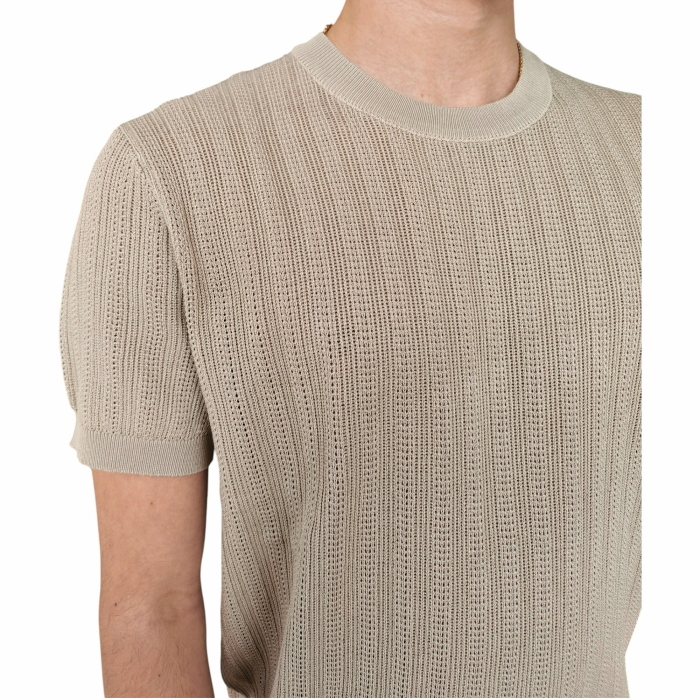 T-shirt uomo GIANNI LUPO maglina misto viscosa con texture (microfori) verticali