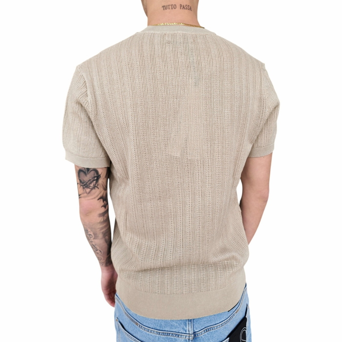 T-shirt uomo GIANNI LUPO maglina misto viscosa con texture (microfori) verticali