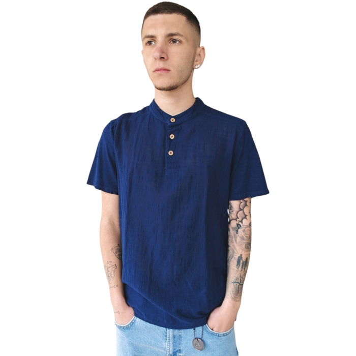 T-shirt uomo IMPERIAL 100% cotone fiammato collo koreano con bottoni
