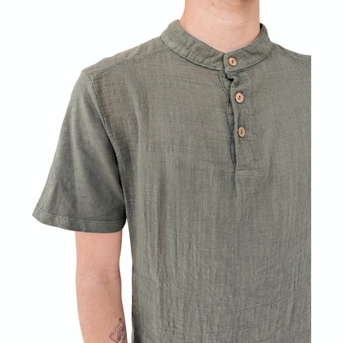 T-shirt uomo IMPERIAL 100% cotone fiammato collo koreano con bottoni