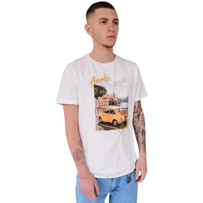 T-shirt uomo BERNA 100% cotone con stampa e ricamo