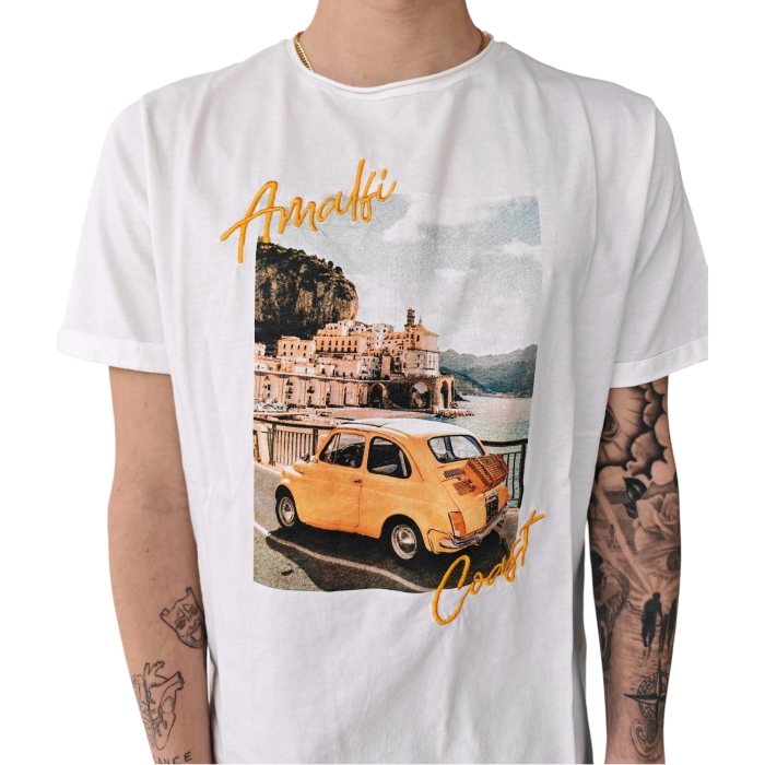 T-shirt uomo BERNA 100% cotone con stampa e ricamo
