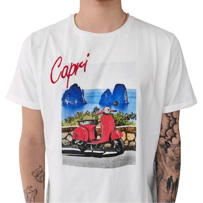 Tshirt uomo BERNA 100% cotone con stampa e ricamo
