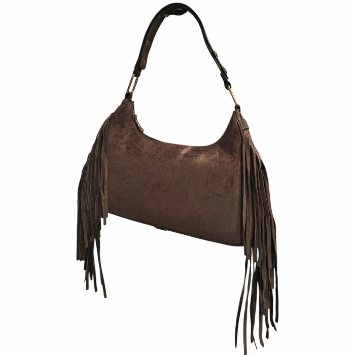 Borsa donna NALI' con frange laterali mod. Dallas a spalla con tracolla staccabile