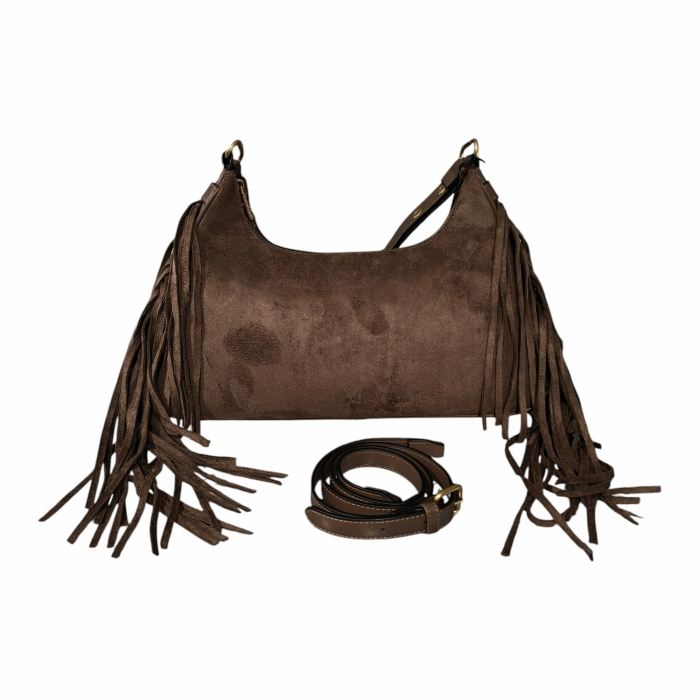Borsa donna NALI' con frange laterali mod. Dallas a spalla con tracolla staccabile