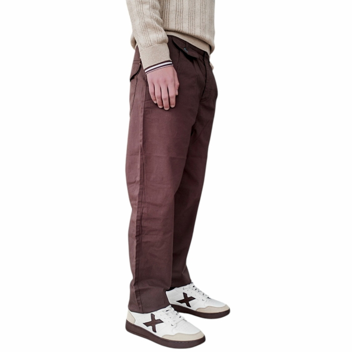 Pantalone uomo BERNA misto lino/cotone cropped fit con doppia pinces
