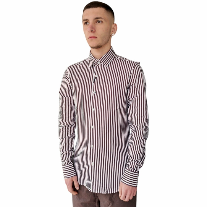 Camicia uomo GIANNI LUPO slim fit in cotone tech elasticizzato a righe collo classico
