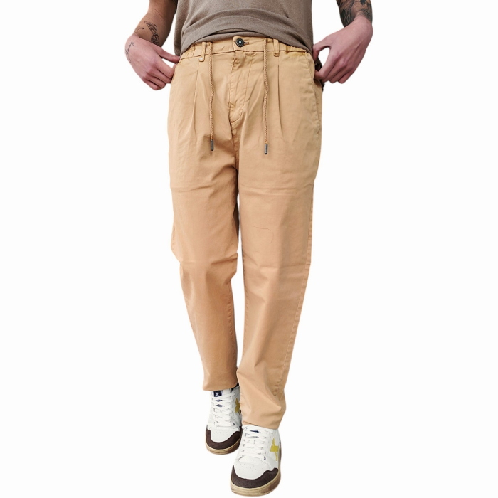 Pantalaccio uomo BERNA gabardina fresco cotone regular fit pinces e coulisse