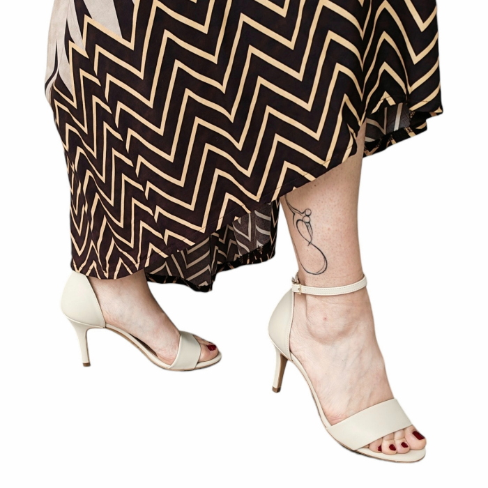 Abito donna 22.01 lungo fantasia geometrica 100% viscosa smanicato scollo tondo